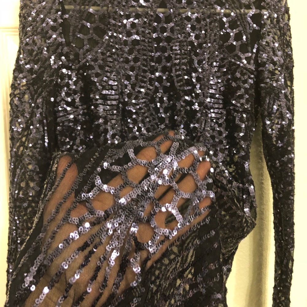 Navy sheer sequin dress